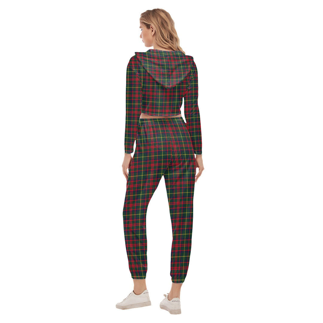 MacKintosh Hunting Modern Tartan Crest Crop Hoodie Sports Sets