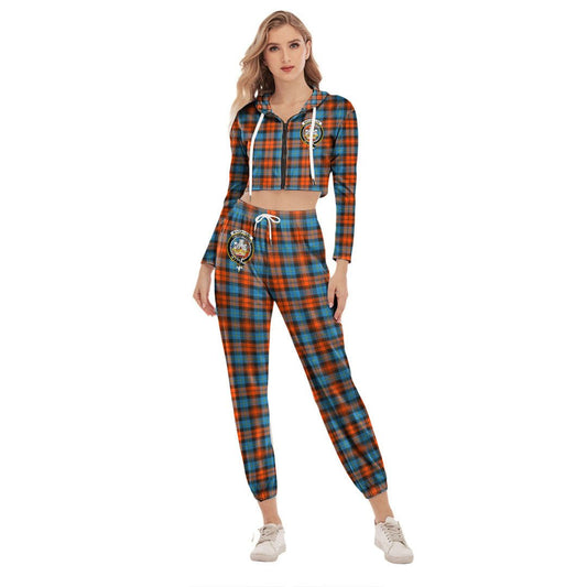 MacLachlan Ancient Tartan Crest Crop Hoodie Sports Sets