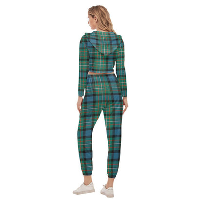 FERGUSON ANCIENT Tartan Crest Crop Hoodie Sports Sets