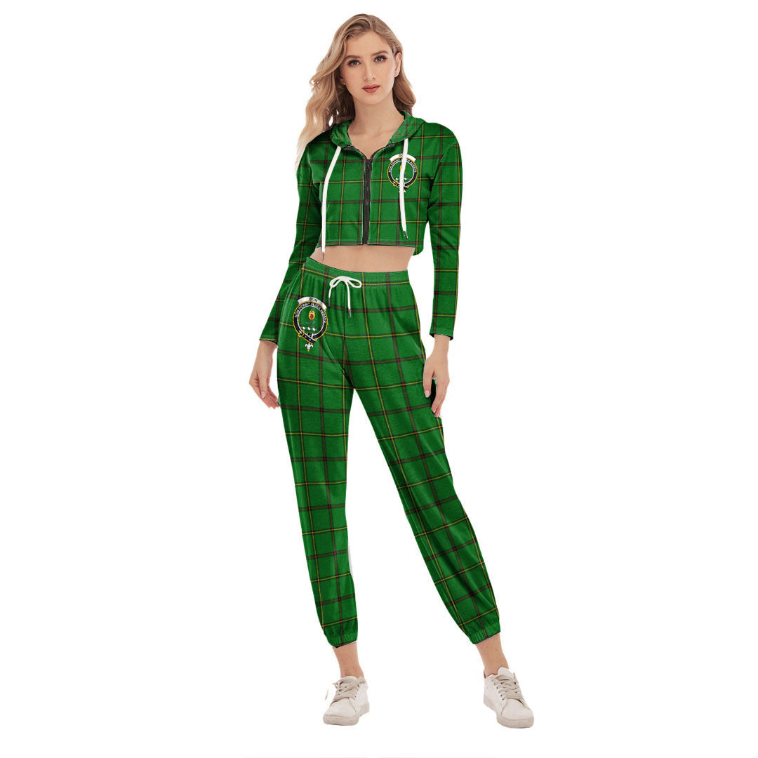 Don _Tribe of Mar Tartan Crest Crop Hoodie Sports Sets