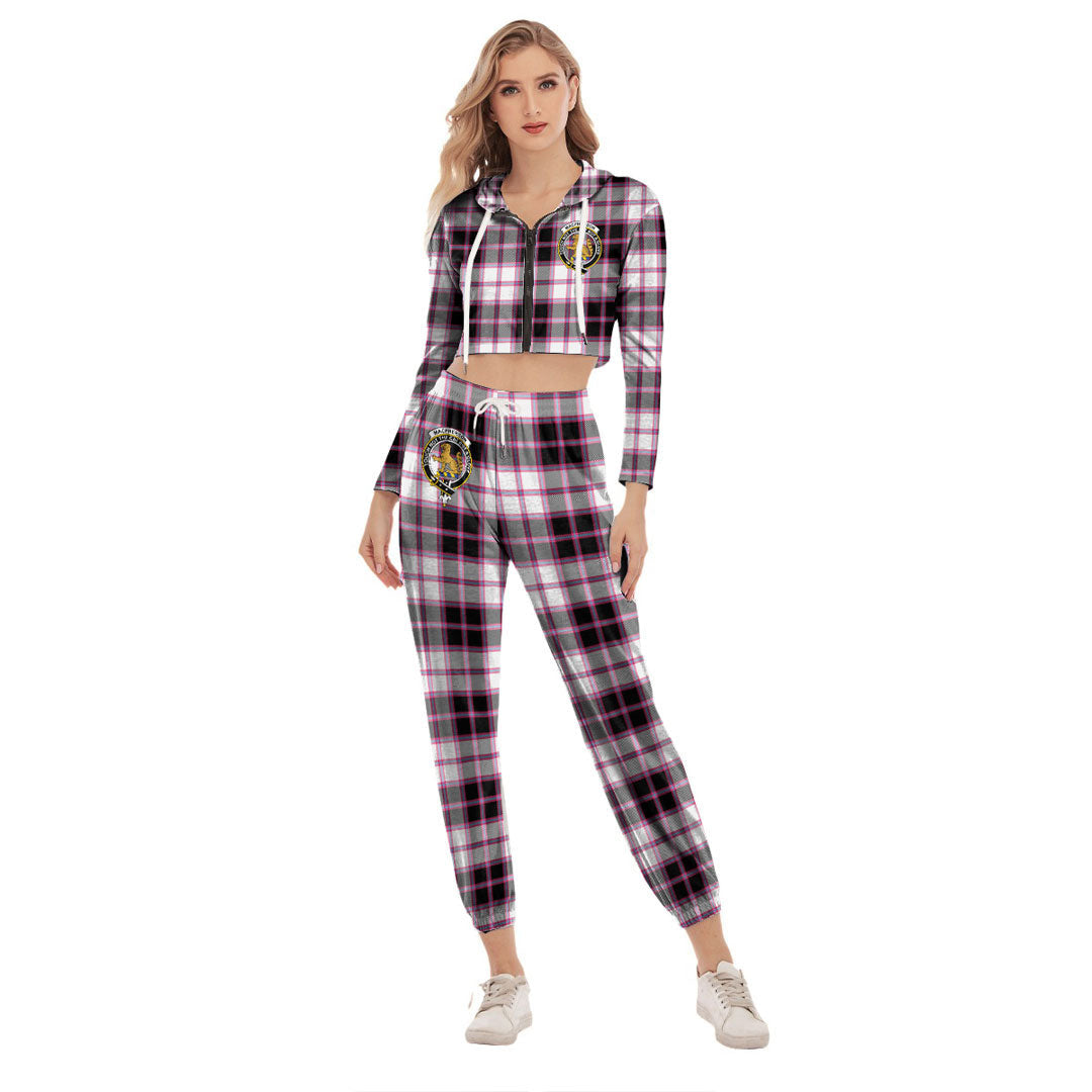 MacPherson Hunting Modern Tartan Crest Crop Hoodie Sports Sets