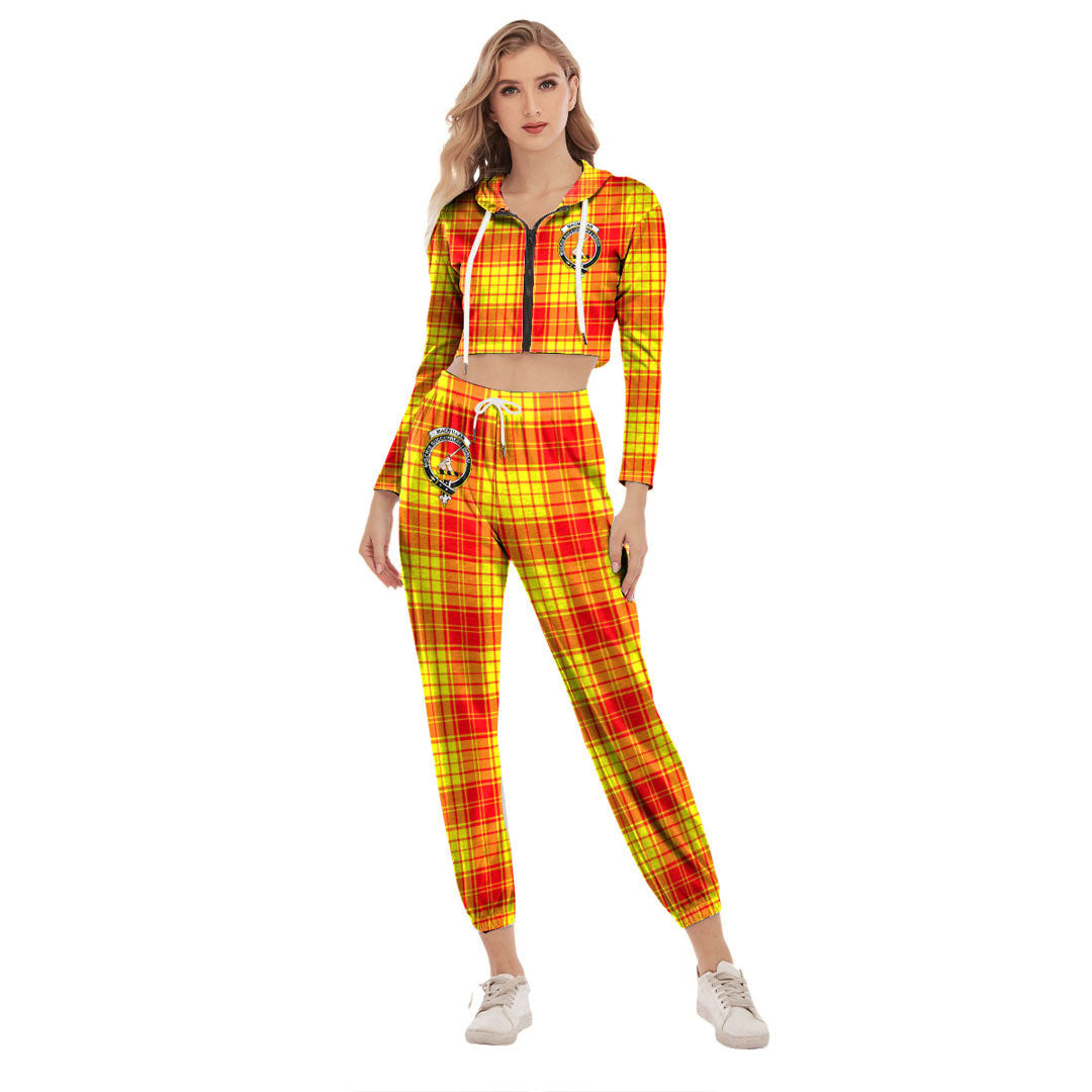 MacMillan Tartan Plaid Tartan Crest Crop Hoodie Sports Sets