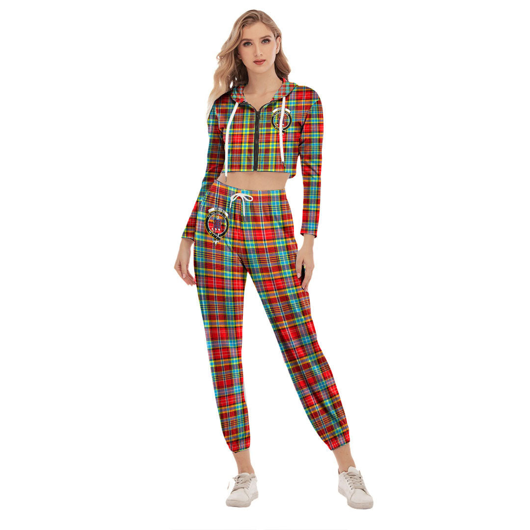 Ogilvie Tartan Crest Crop Hoodie Sports Sets