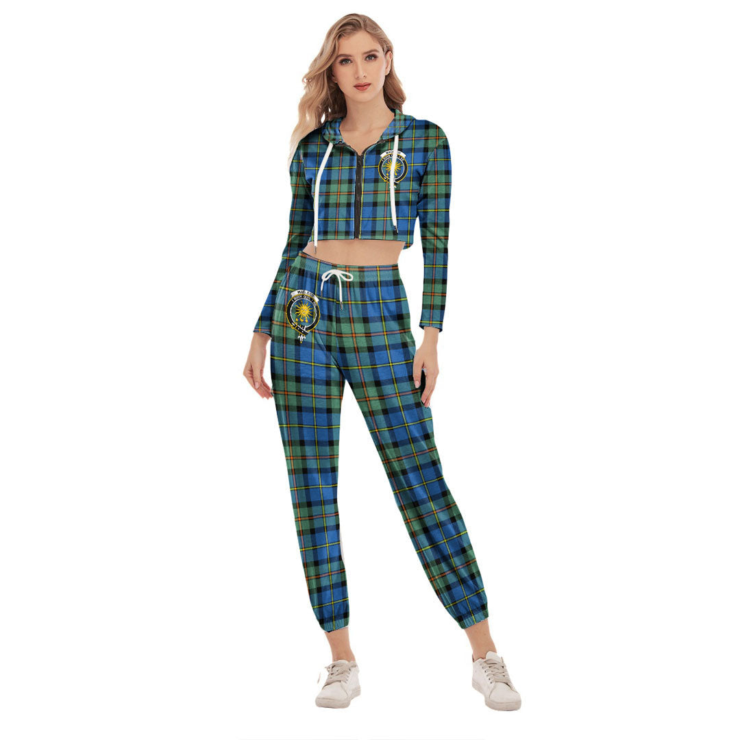 MacLeod of Harris Ancient Tartan Crest Crop Hoodie Sports Sets