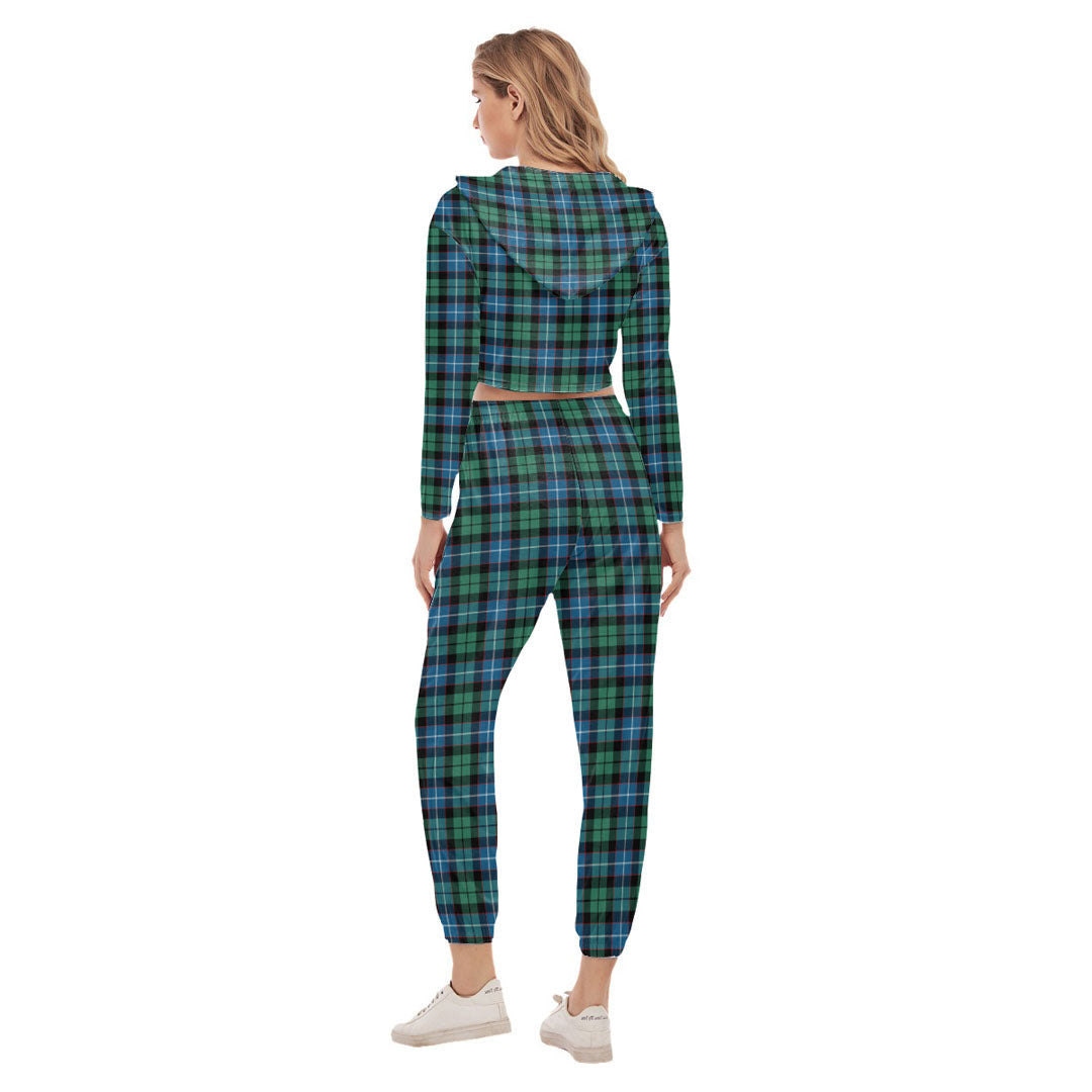 Galbraith Ancient Tartan Crest Crop Hoodie Sports Sets