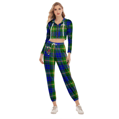 Maitland Tartan Crest Crop Hoodie Sports Sets