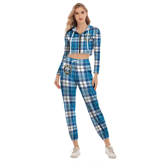 Roberton Tartan Crest Crop Hoodie Sports Sets