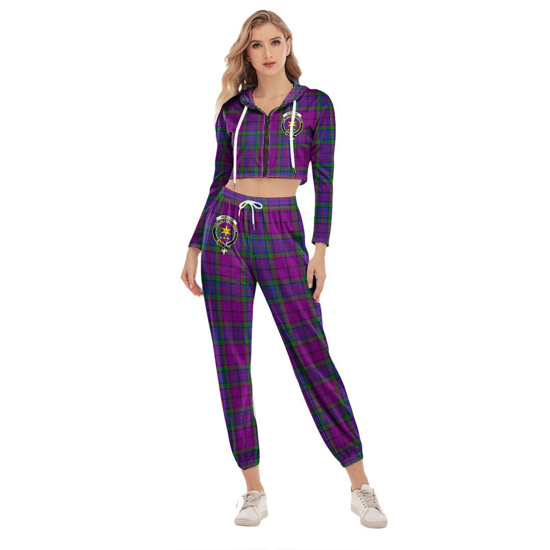 Wardlaw Modern Tartan Crest Crop Hoodie Sports Sets