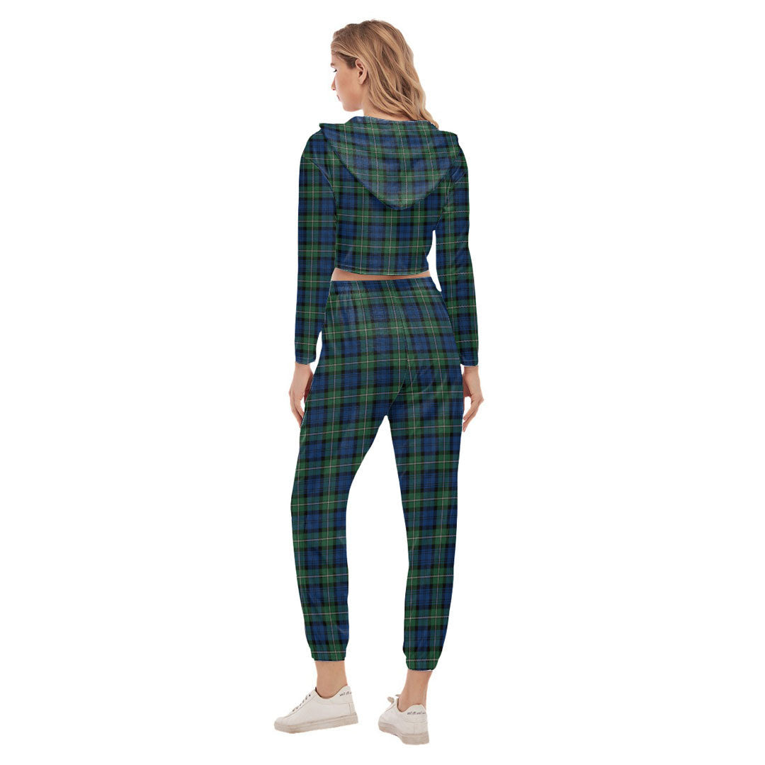 Forbes Ancient Tartan Crest Crop Hoodie Sports Sets