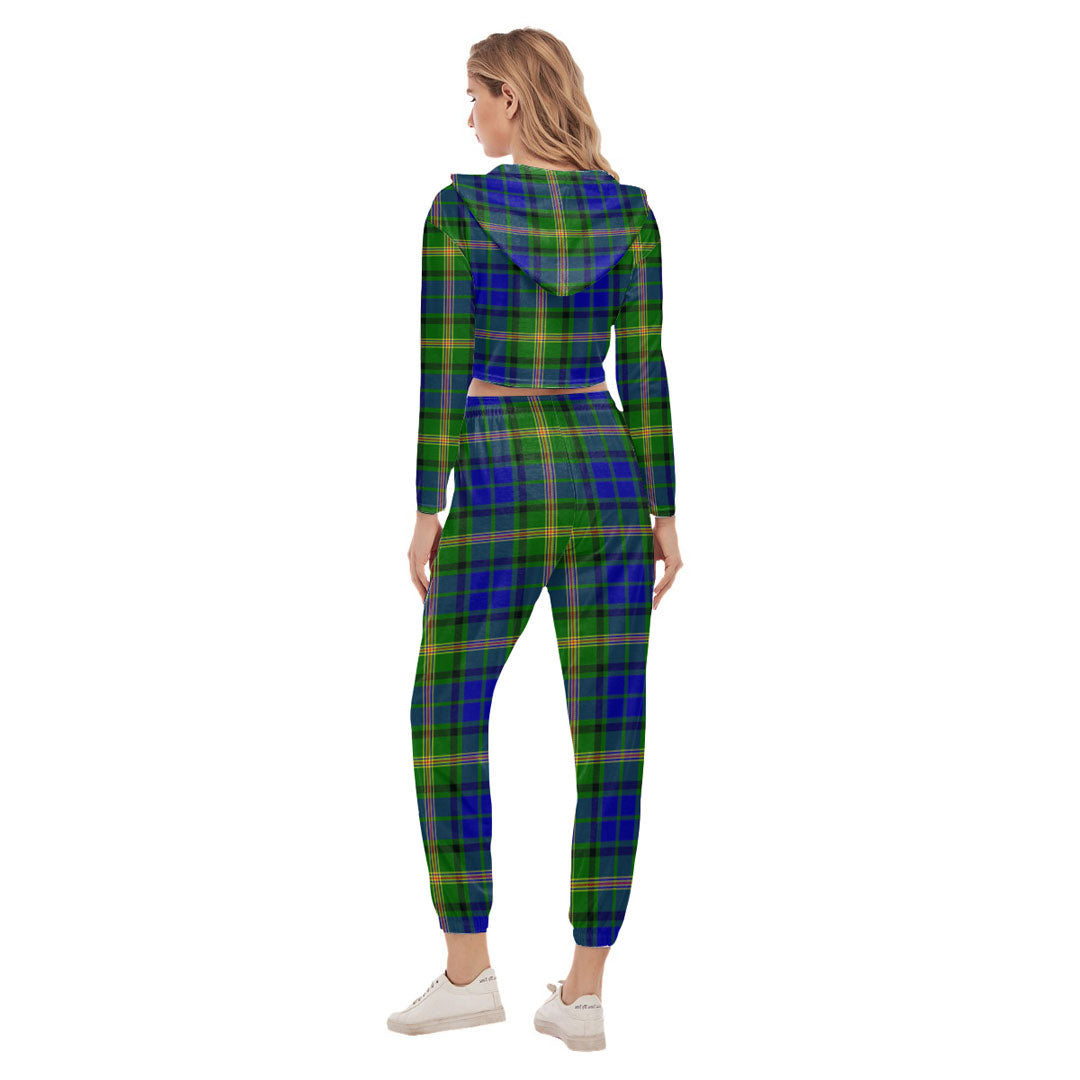 Maitland Tartan Crest Crop Hoodie Sports Sets