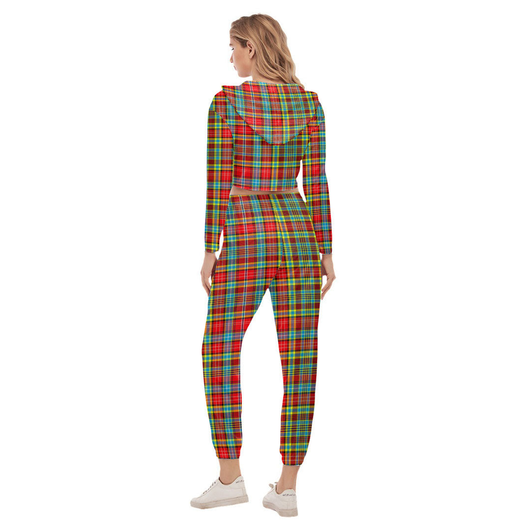 Ogilvie Tartan Crest Crop Hoodie Sports Sets