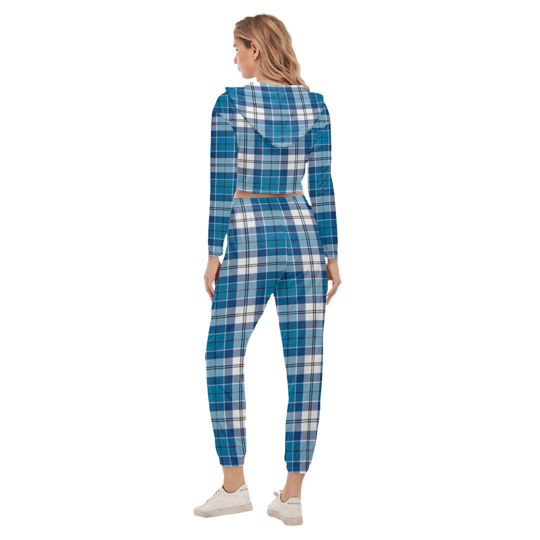 Roberton Tartan Crest Crop Hoodie Sports Sets