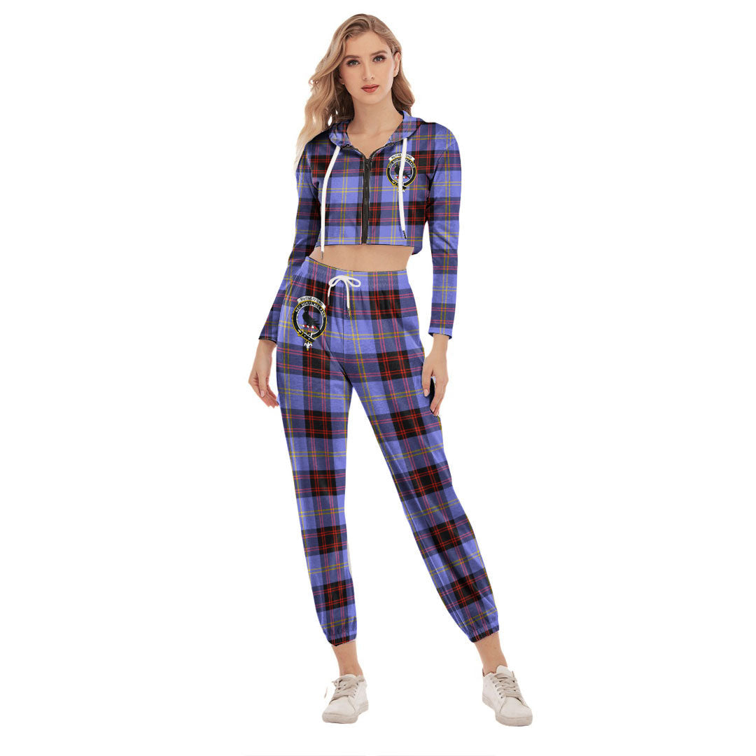 Rutherford Tartan Crest Crop Hoodie Sports Sets