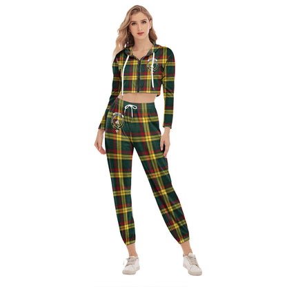 MacMillan Old Modern Tartan Crest Crop Hoodie Sports Sets