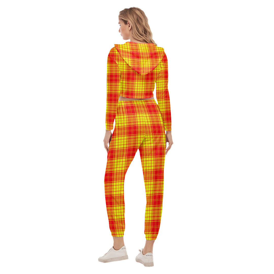 MacMillan Tartan Plaid Tartan Crest Crop Hoodie Sports Sets