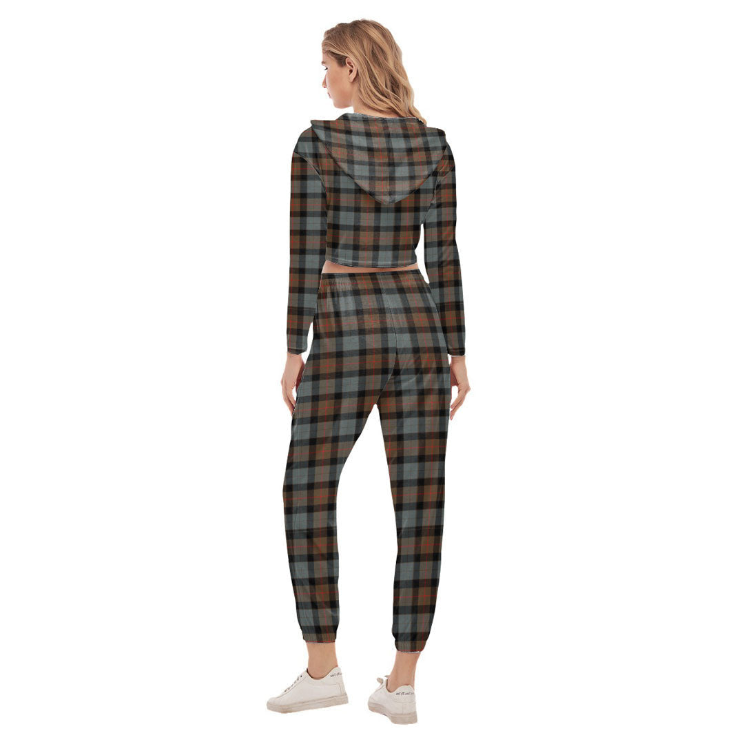 Gunn Weathered Tartan Crest Crop Hoodie Sports Sets