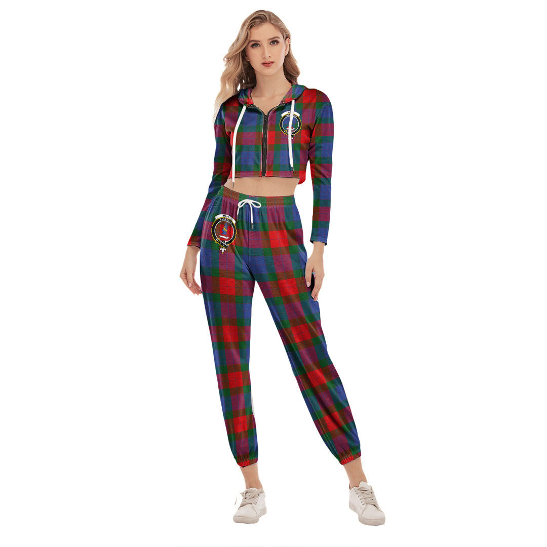 Mar Tartan Crest Crop Hoodie Sports Sets