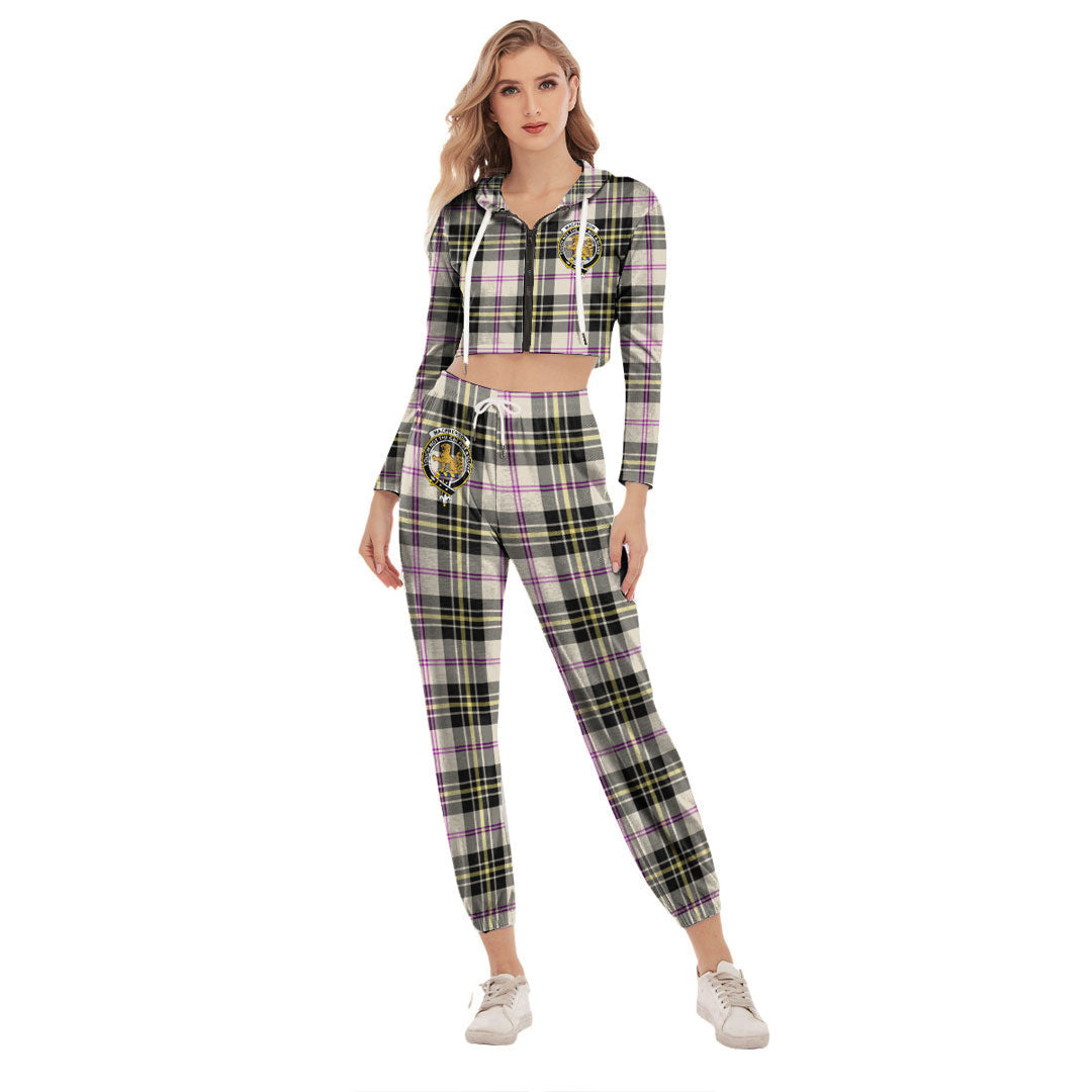 MacPherson Dress Ancient Tartan Crest Crop Hoodie Sports Sets