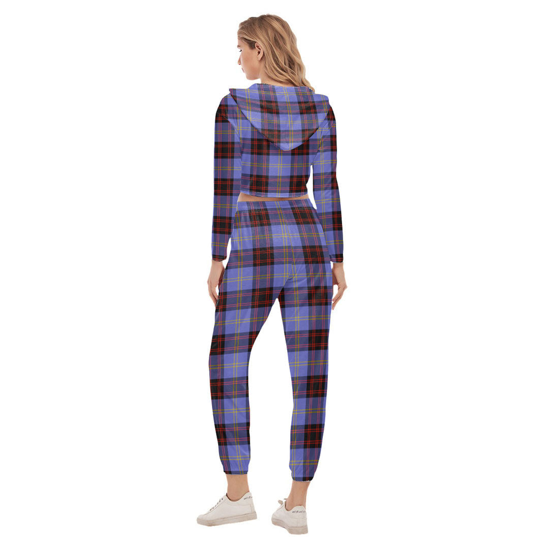 Rutherford Tartan Crest Crop Hoodie Sports Sets