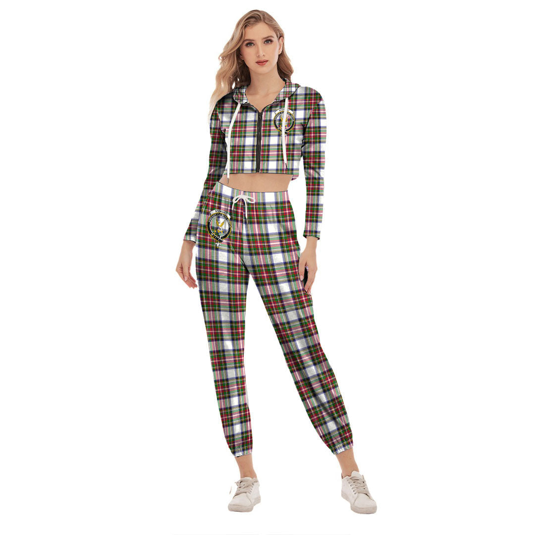 Stewart Dress Modern Tartan Crest Crop Hoodie Sports Sets