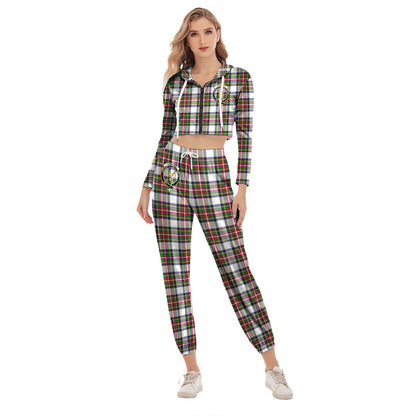 Stewart Dress Modern Tartan Crest Crop Hoodie Sports Sets