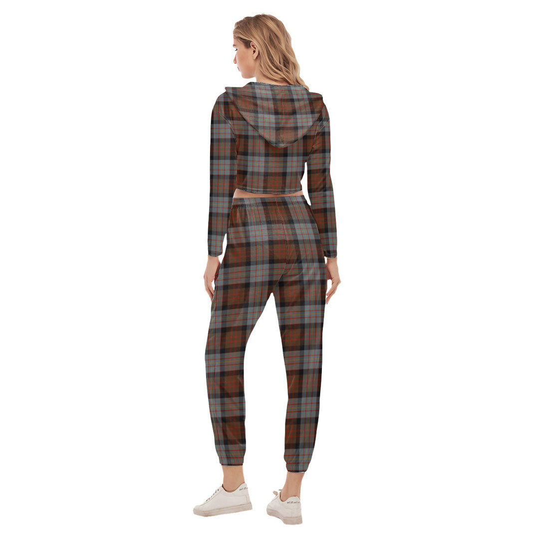 Cameron of Erracht Weathered Tartan Crest Crop Hoodie Sports Sets