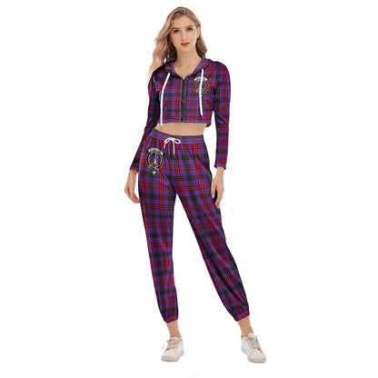 Montgomery Modern Tartan Crest Crop Hoodie Sports Sets