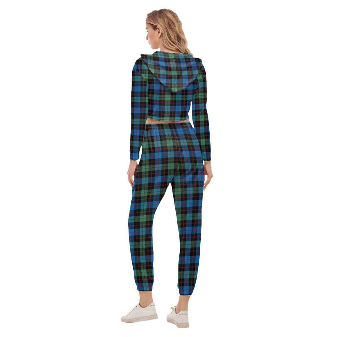 Guthrie Ancient Tartan Crest Crop Hoodie Sports Sets