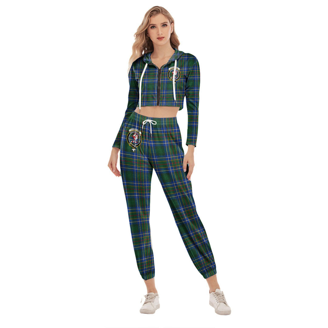 Cockburn Ancient Tartan Crest Crop Hoodie Sports Sets