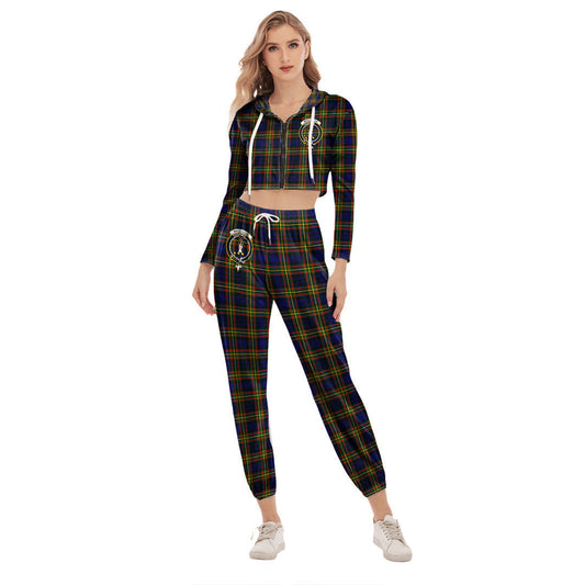 MacLellan Modern Tartan Crest Crop Hoodie Sports Sets