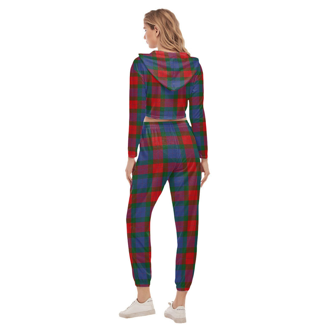 Mar Tartan Crest Crop Hoodie Sports Sets