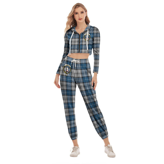 Napier Modern Tartan Crest Crop Hoodie Sports Sets