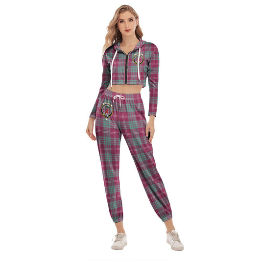 Crawford Ancient Tartan Crest Crop Hoodie Sports Sets