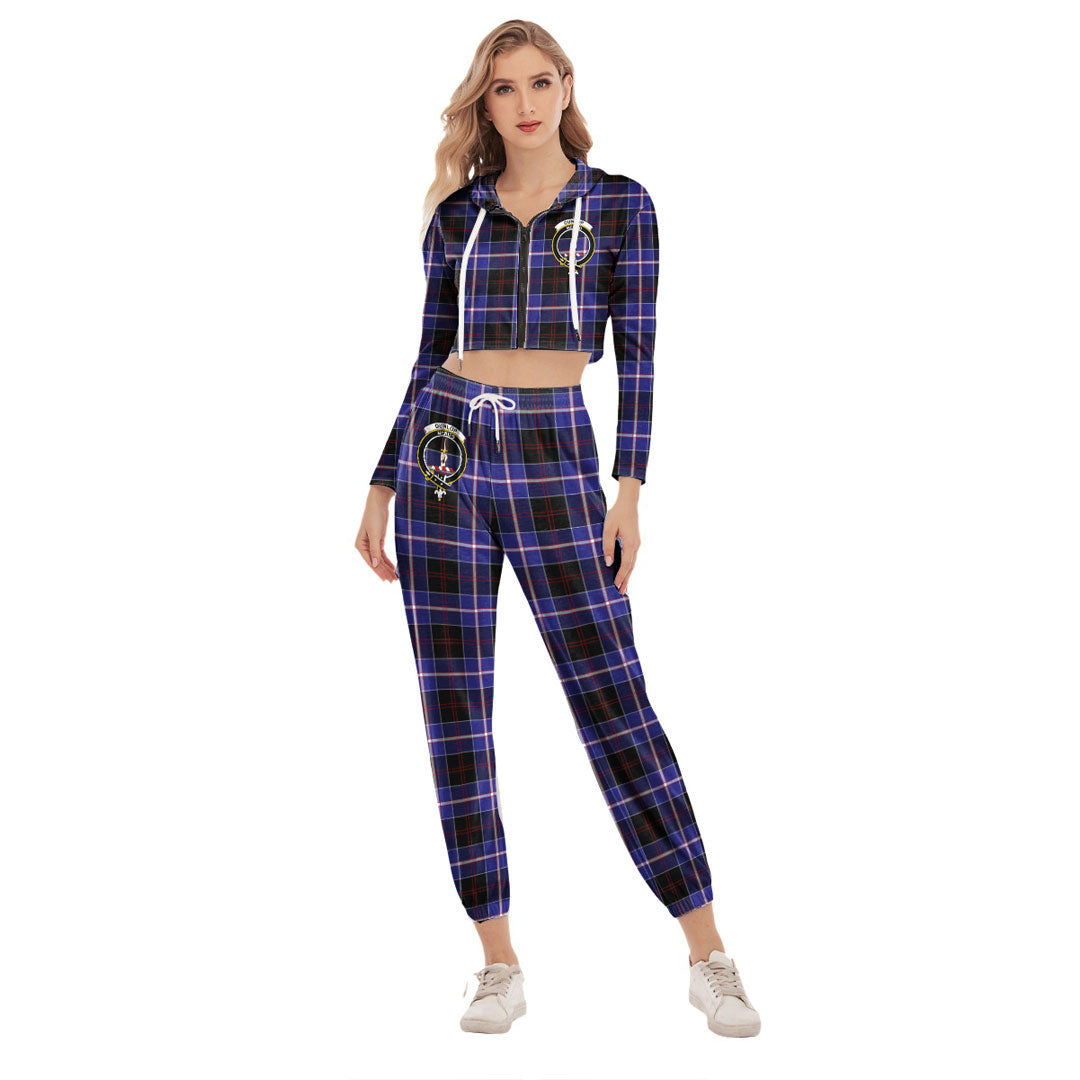 Dunlop Modern Tartan Crest Crop Hoodie Sports Sets