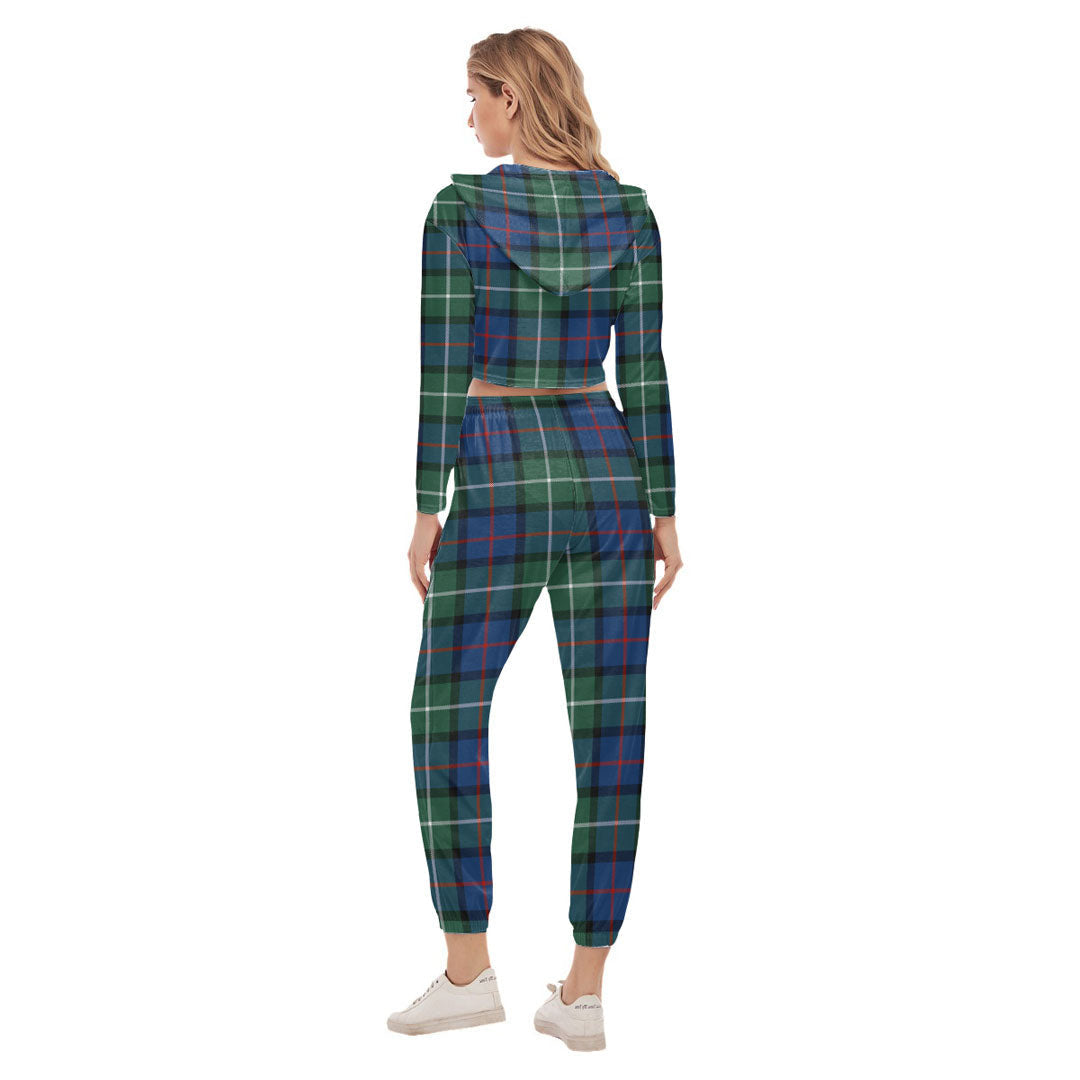 Davidson of Tulloch Tartan Crest Crop Hoodie Sports Sets