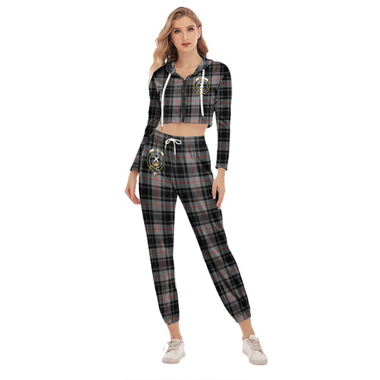 Moffat Modern Tartan Crest Crop Hoodie Sports Sets