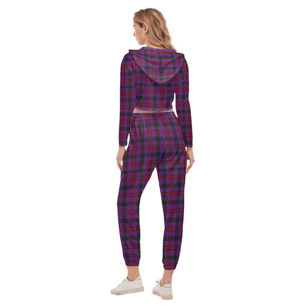 Montgomery Modern Tartan Crest Crop Hoodie Sports Sets