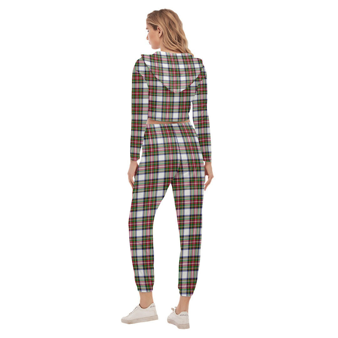 Stewart Dress Modern Tartan Crest Crop Hoodie Sports Sets