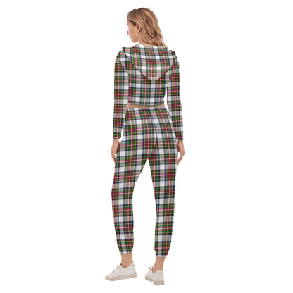 Stewart Dress Modern Tartan Crest Crop Hoodie Sports Sets