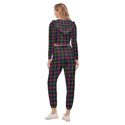 Logan Modern Tartan Crest Crop Hoodie Sports Sets