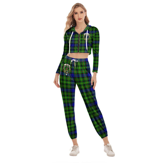 Rollo Modern Tartan Crest Crop Hoodie Sports Sets