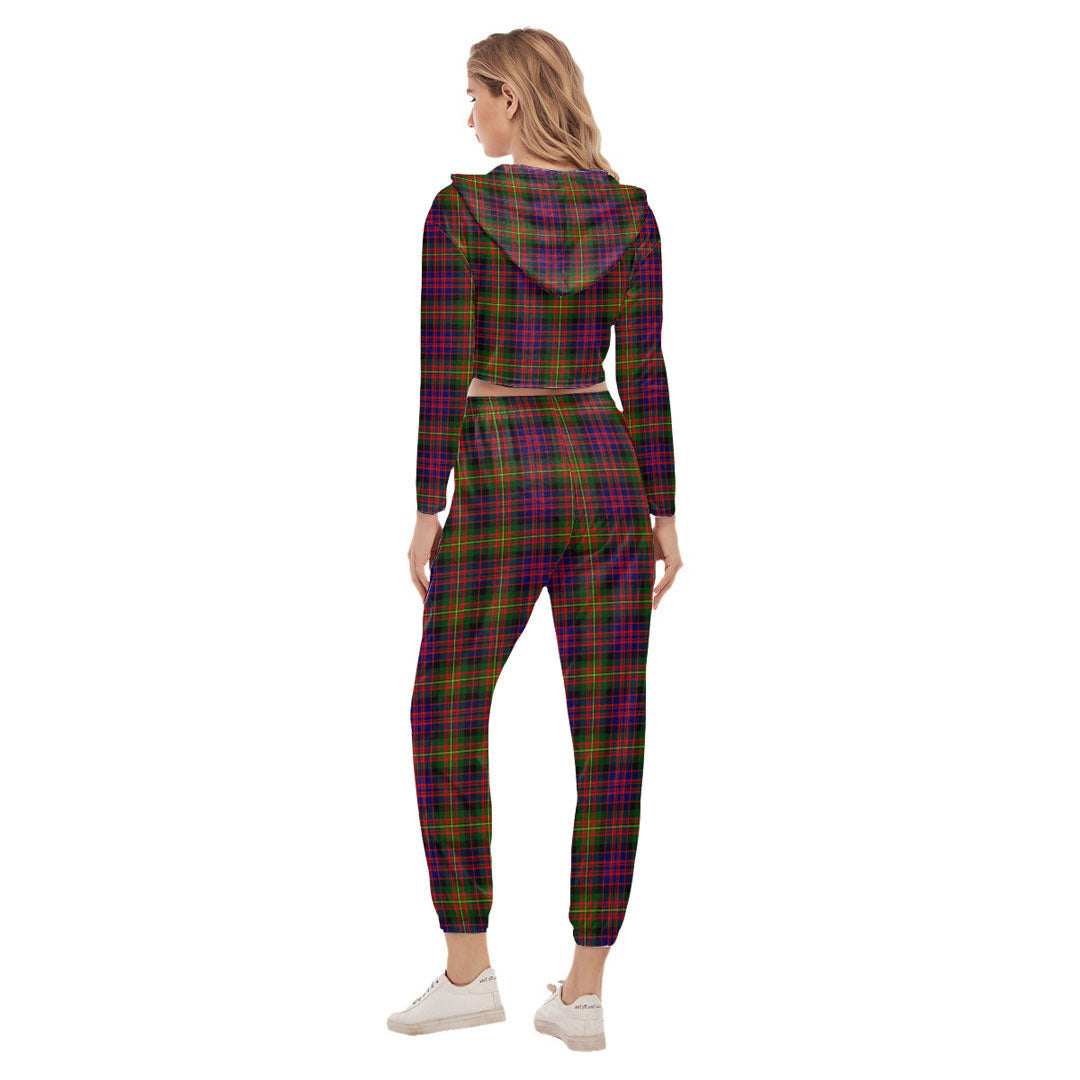 Carnegie Modern Tartan Crest Crop Hoodie Sports Sets