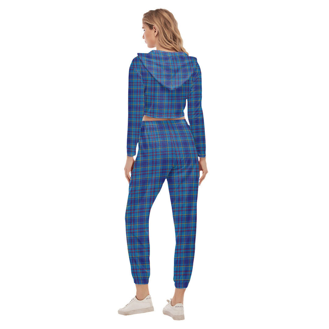 Mercer Modern Tartan Crest Crop Hoodie Sports Sets