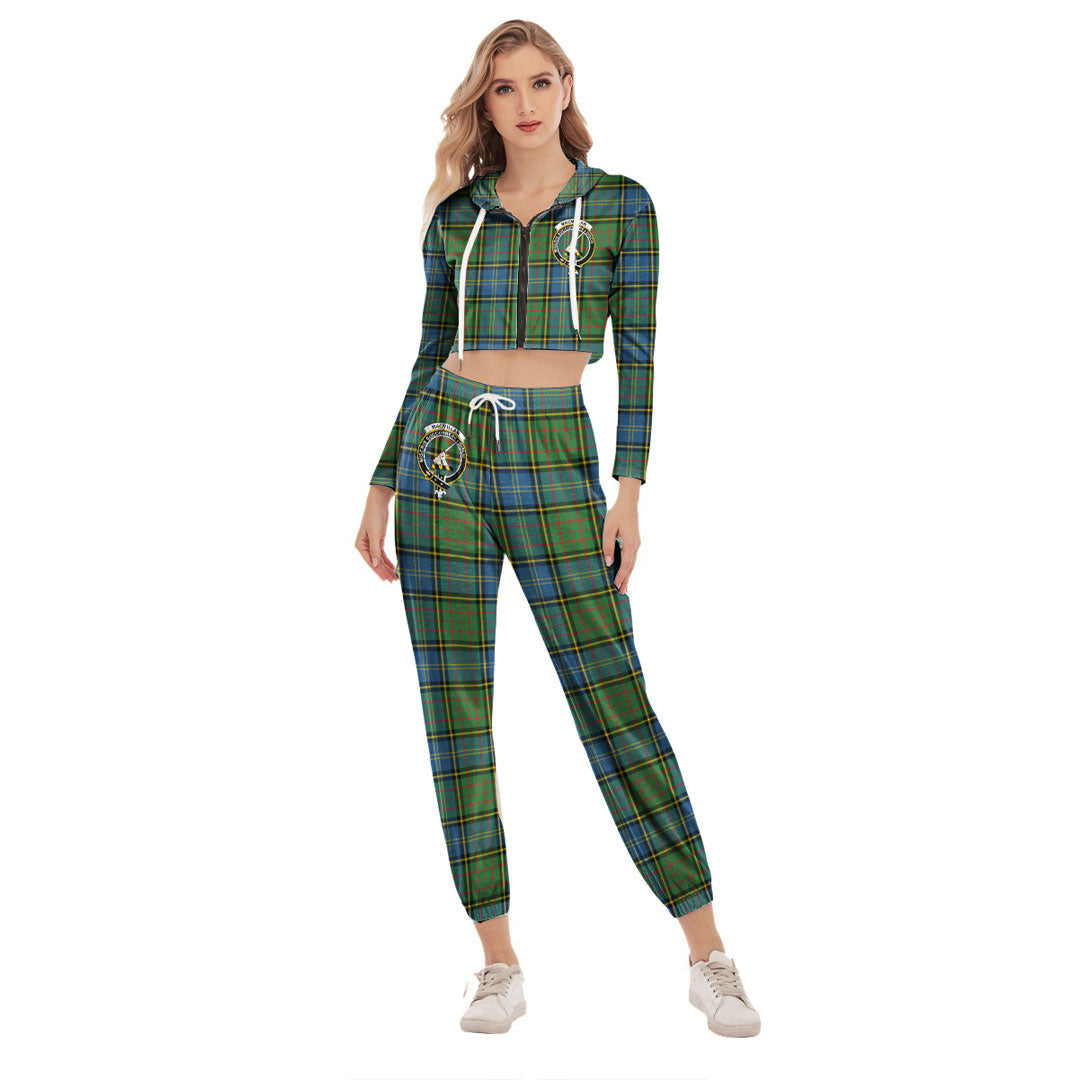 MacMillan Hunting Ancient Tartan Crest Crop Hoodie Sports Sets