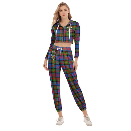 Carnegie Ancient Tartan Crest Crop Hoodie Sports Sets