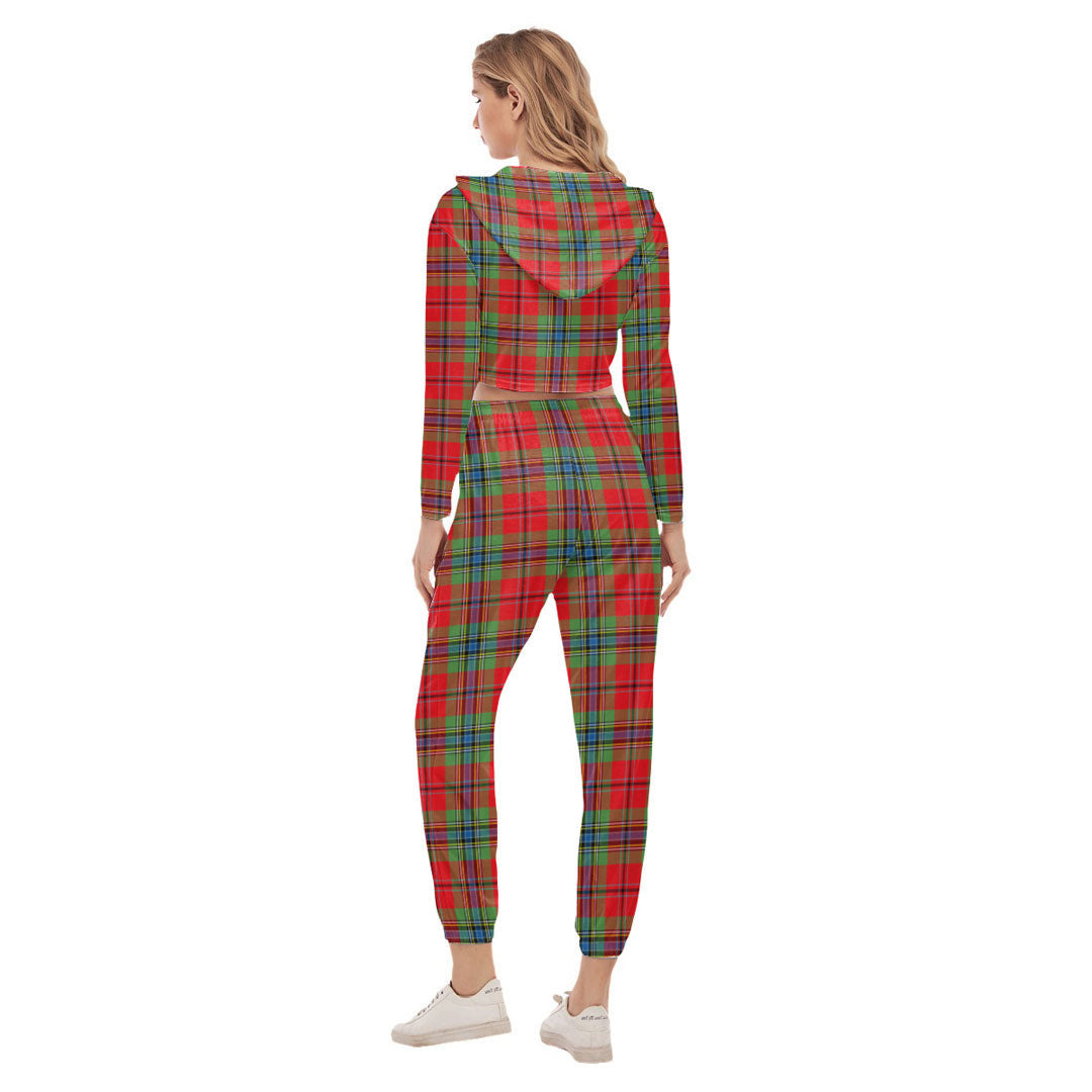 MacLean of Duart Modern Tartan Crest Crop Hoodie Sports Sets