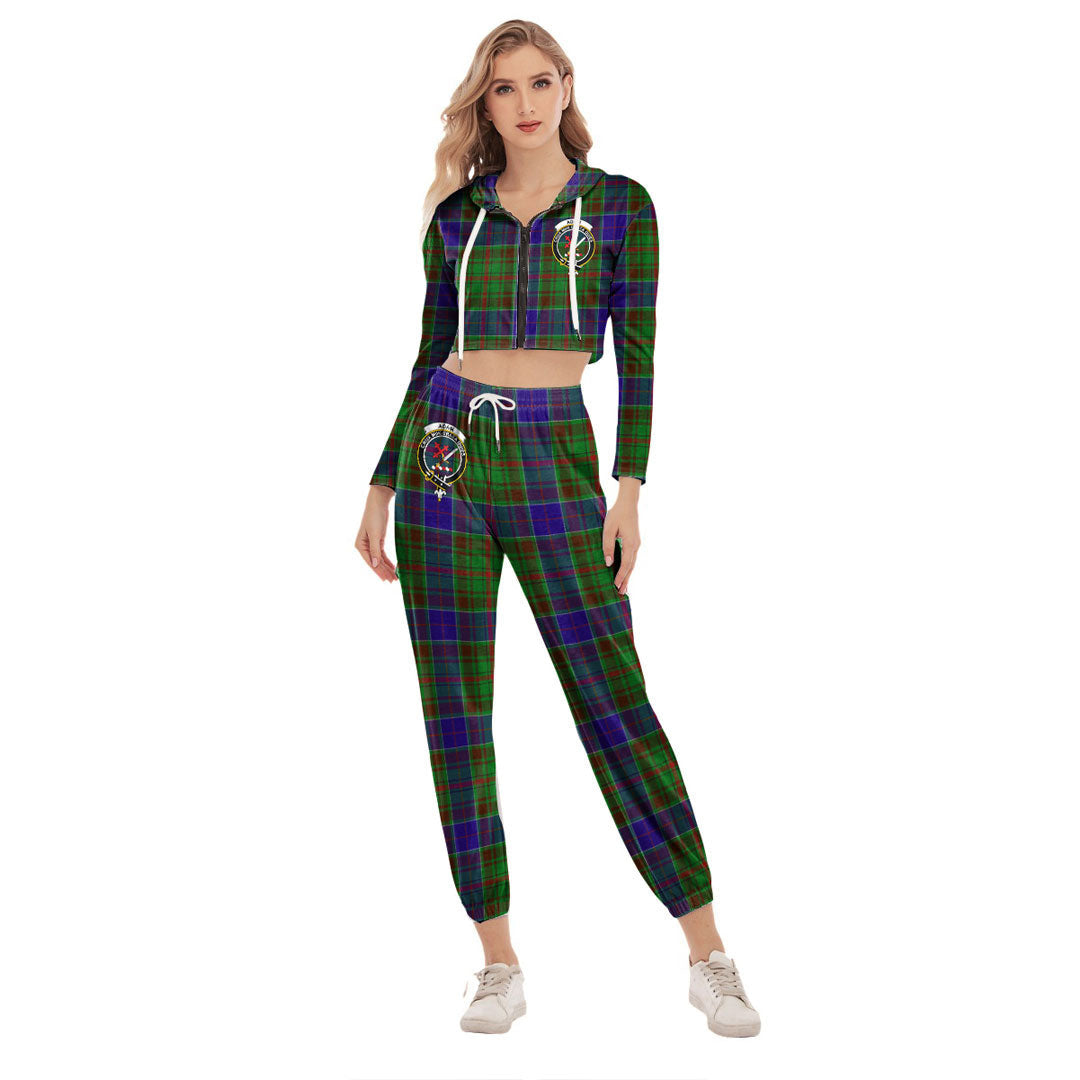 Adam Tartan Crest Crop Hoodie Sports Sets