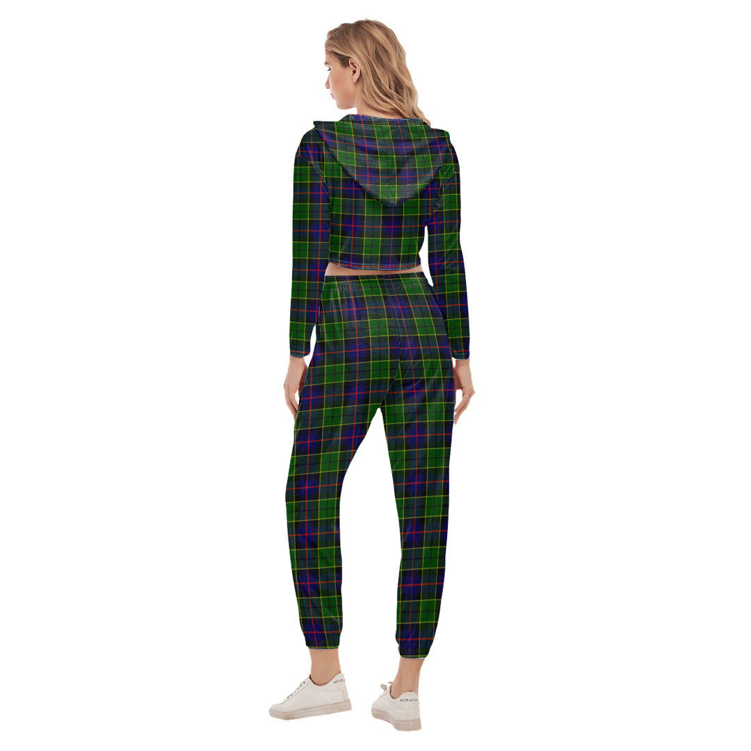 Forsyth Modern Tartan Crest Crop Hoodie Sports Sets