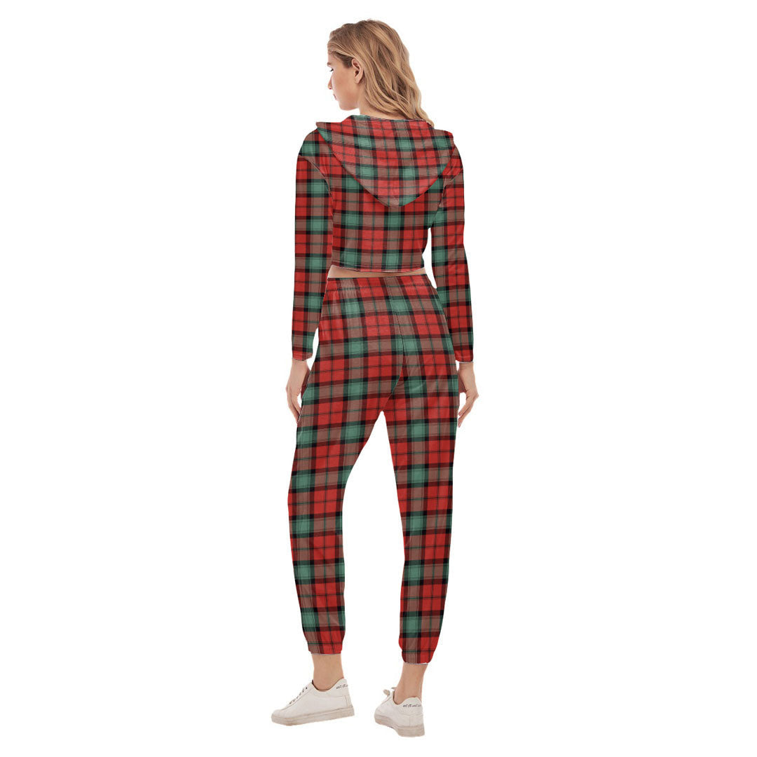 Kerr Ancient Tartan Crest Crop Hoodie Sports Sets