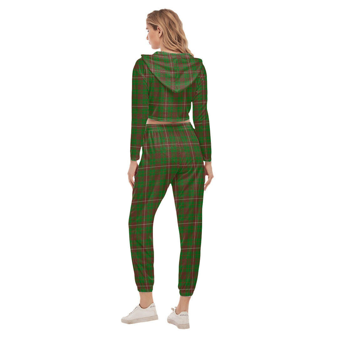 MacKinnon Hunting Modern Tartan Crest Crop Hoodie Sports Sets